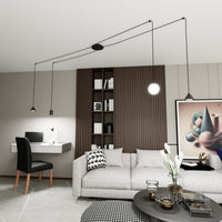 Sospensione Moderna Decentrata Frigg 4 Luci Nera