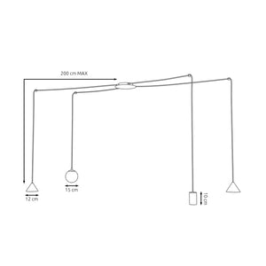 Sospensione Moderna Decentrata Frigg 4 Luci Nera