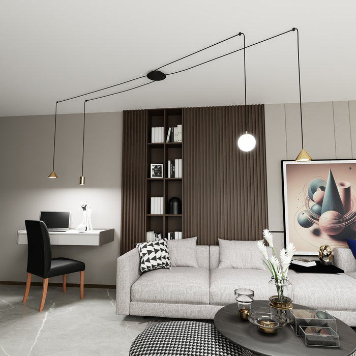 Sospensione Moderna Decentrata Frigg 4 Luci Oro