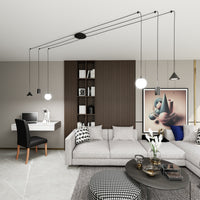 Sospensione Moderna Decentrata Frigg 6 Luci Nera