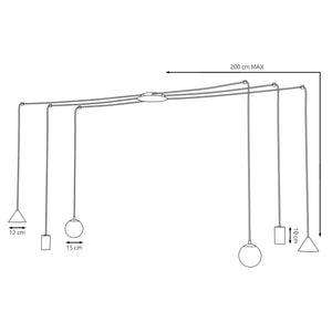 Sospensione Moderna Decentrata Frigg 6 Luci Nera