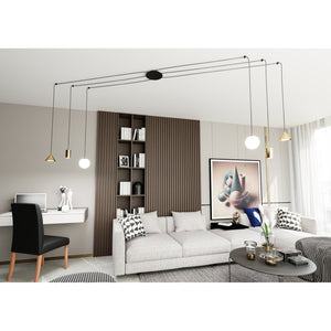 Sospensione Moderna Decentrata Frigg 6 Luci Oro