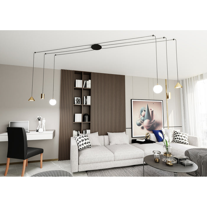 Sospensione Moderna Decentrata Frigg 6 Luci Oro