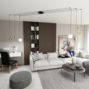 Sospensione Moderna Decentrata Frigg 6 Luci Oro