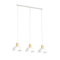 Lampadario 3 Luci Idunn In Acciaio Bianco E Oro Diffusori A Cupola