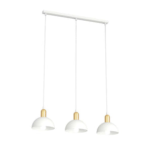 Lampadario 3 Luci Idunn In Acciaio Bianco E Oro Diffusori A Cupola