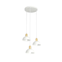 Lampadario 3 Luci Idunn Base Tonda In Acciaio Bianco E Oro Diffusori A Cupola