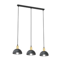 Lampadario 3 Luci Idunn In Acciaio Nero E Oro Diffusori A Cupola