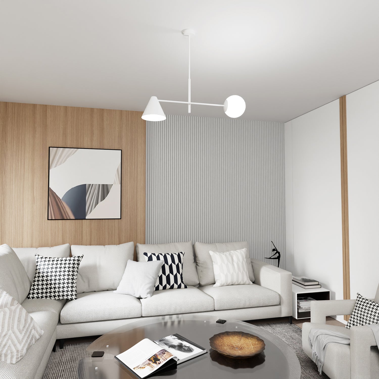 Plafoniera Moderna Industrial Njord 2 Luci Bianco