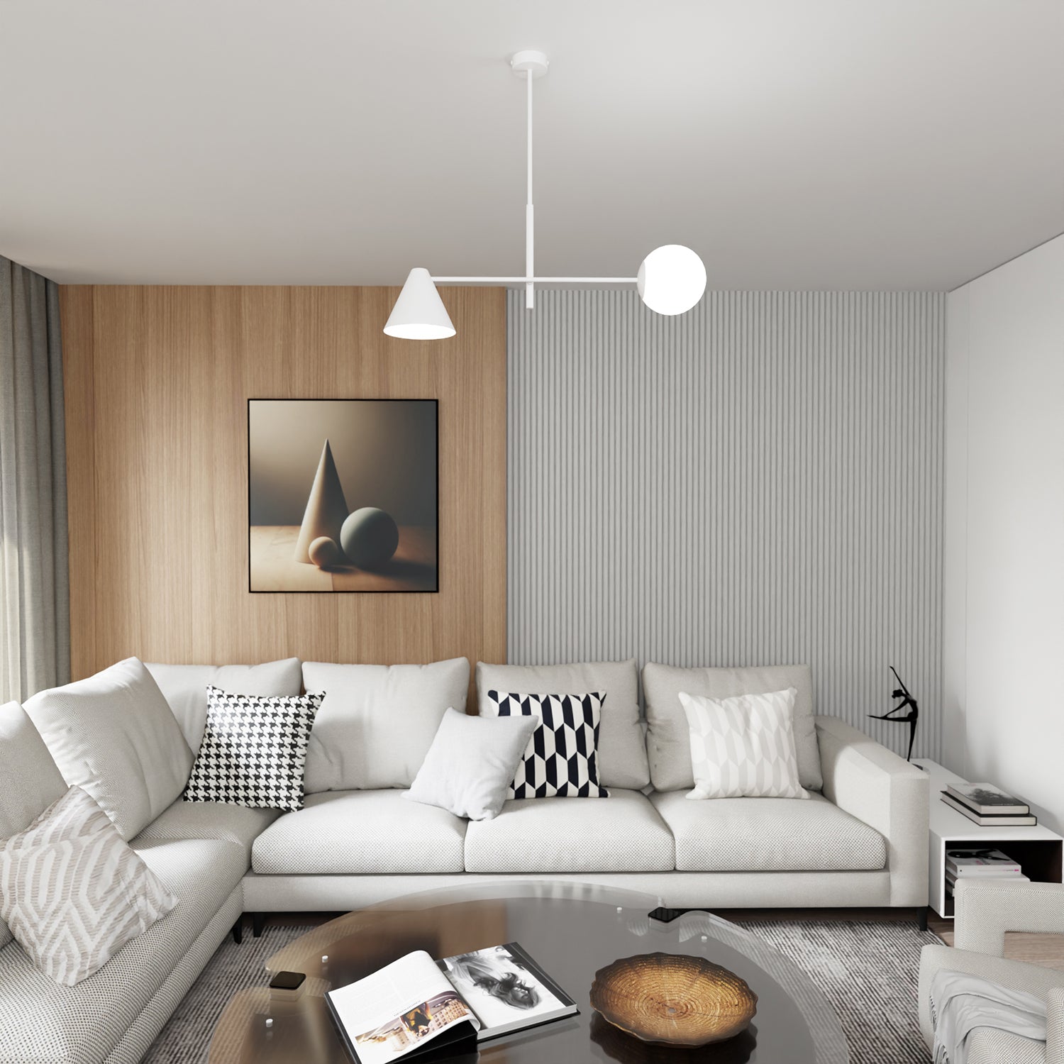 Plafoniera Moderna Industrial Njord 2 Luci Bianco