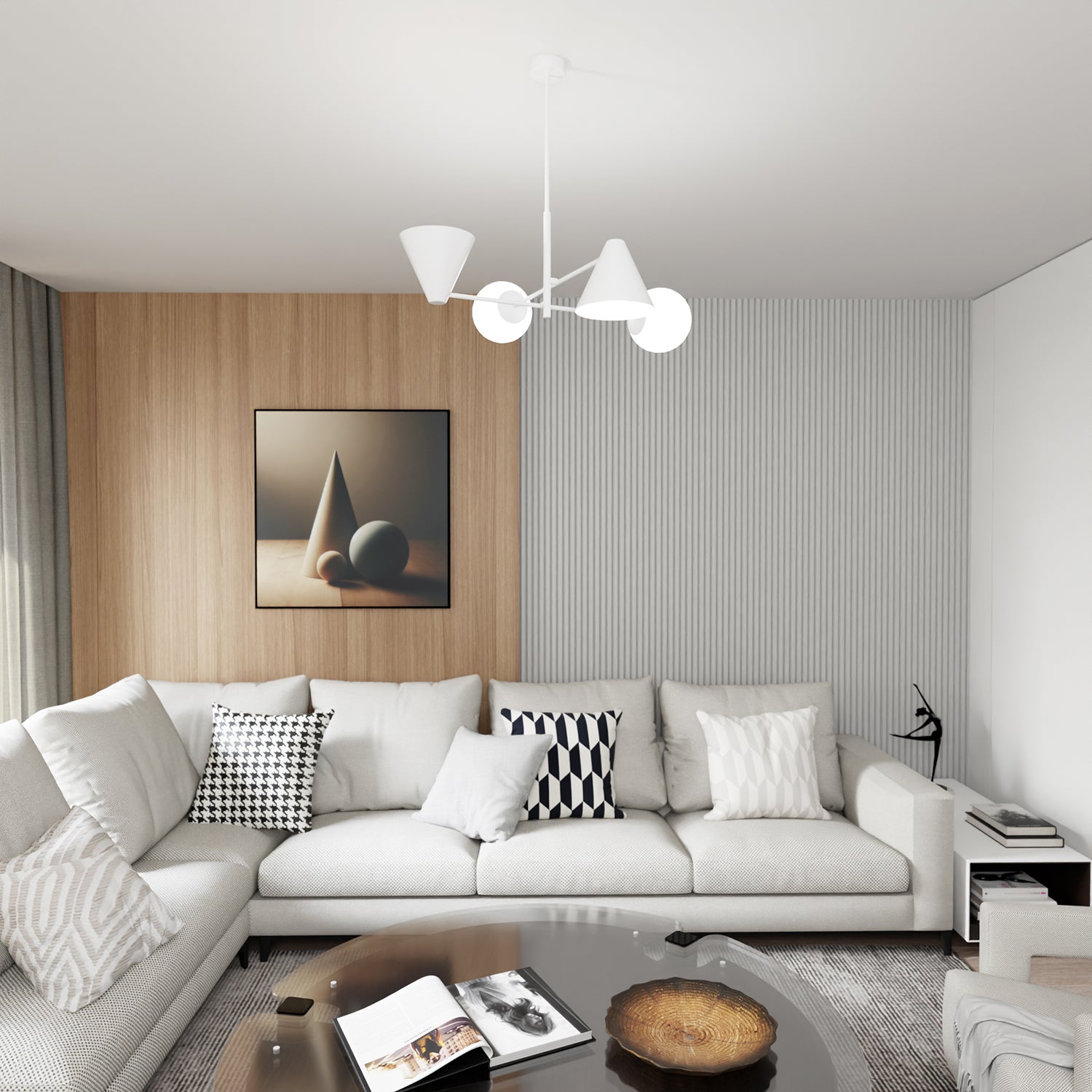 Plafoniera Moderna Industrial Njord 4 Luci Bianco