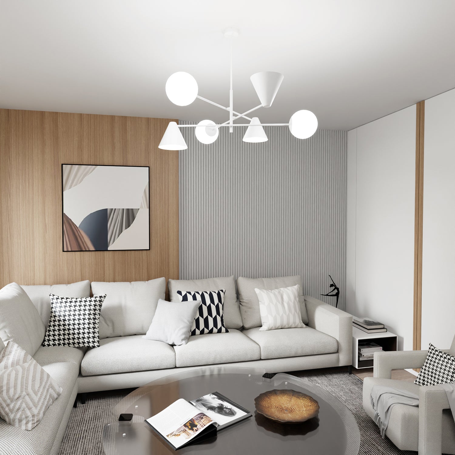 Plafoniera Moderna Industrial Njord 6 Luci Bianco