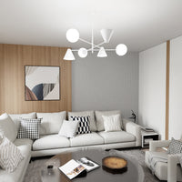 Plafoniera Moderna Industrial Njord 6 Luci Bianco