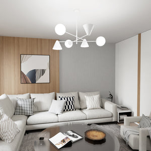 Plafoniera Moderna Industrial Njord 6 Luci Bianco