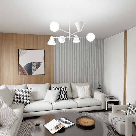 Plafoniera Moderna Industrial Njord 6 Luci Bianco