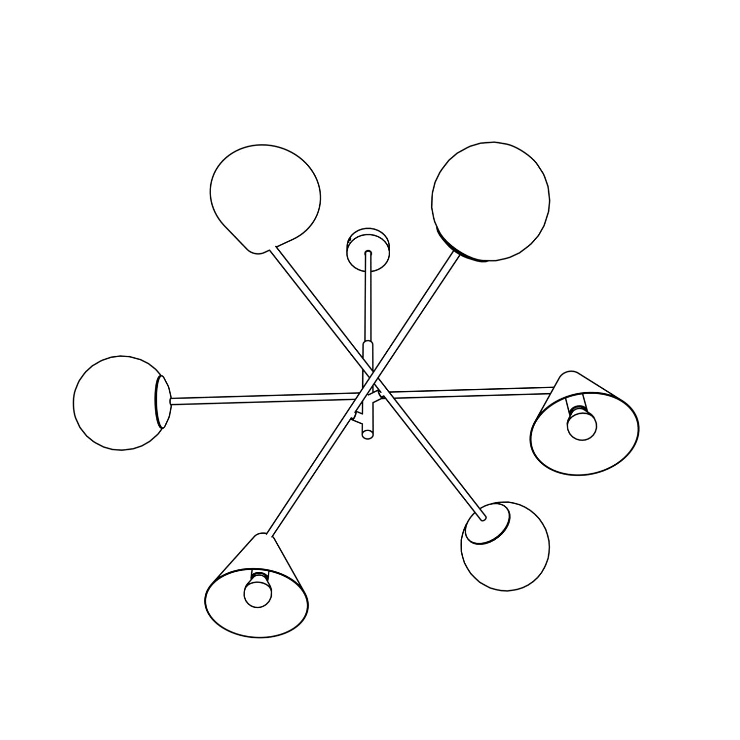 Plafoniera Moderna Industrial Njord 6 Luci Bianco