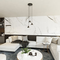 Sospensione Contemporanea Skadi 3 Luci Tonda Nera