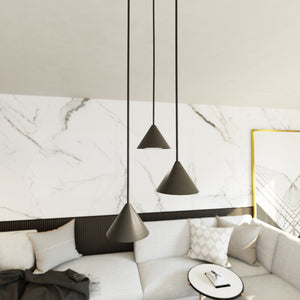 Sospensione Contemporanea Skadi 3 Luci Tonda Nera