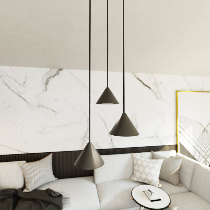 Sospensione Contemporanea Skadi 3 Luci Tonda Nera