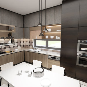 Sospensione Contemporanea Skadi 3 Luci Tonda Nera