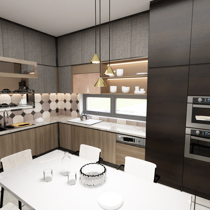 Sospensione Contemporanea Skadi 3 Luci Tonda Nera E Oro