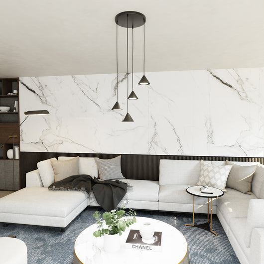 Sospensione Contemporanea Skadi 4 Luci Todna Nera