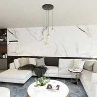 Sospensione Contemporanea Skadi 4 Luci Todna Nera E Oro