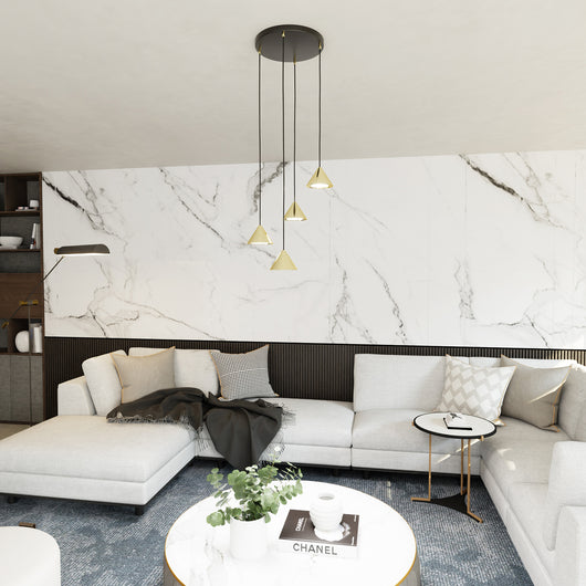 Sospensione Contemporanea Skadi 4 Luci Todna Nera E Oro