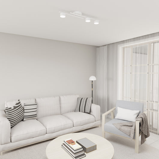 Plafoniera 3 Luci Freyr In Acciaio Bianco Diffusori Cilindrici