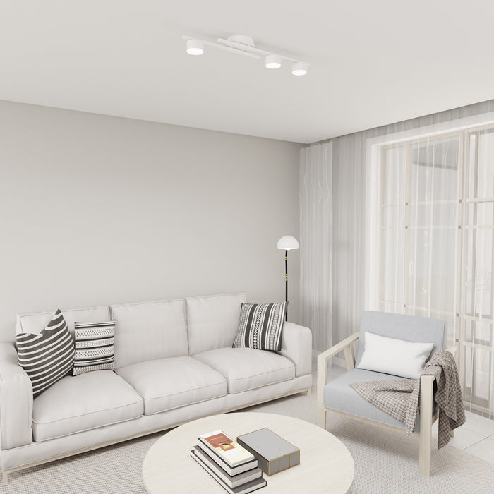 Plafoniera 3 Luci Freyr In Acciaio Bianco Diffusori Cilindrici