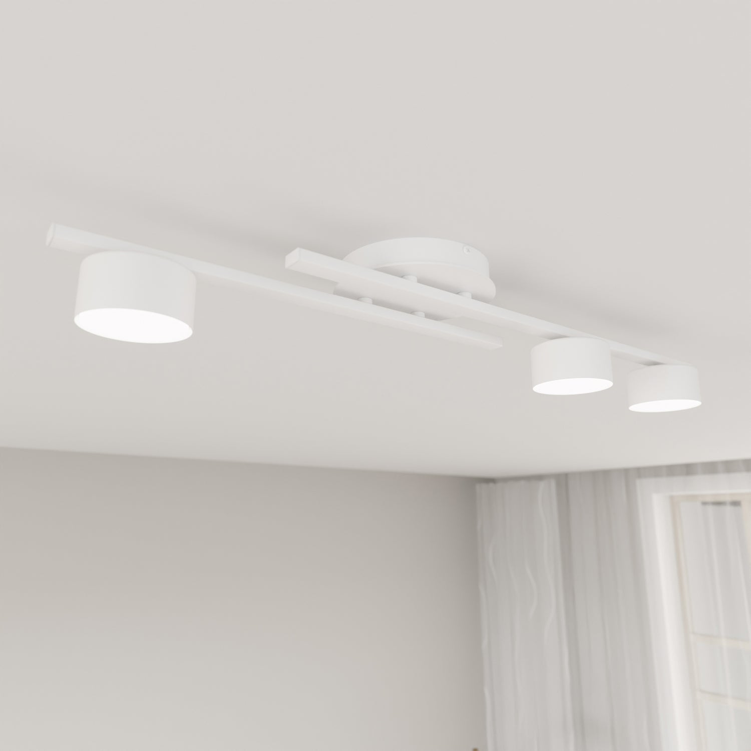 Plafoniera 3 Luci Freyr In Acciaio Bianco Diffusori Cilindrici