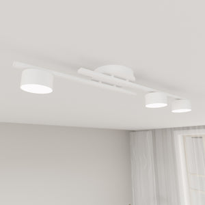 Plafoniera 3 Luci Freyr In Acciaio Bianco Diffusori Cilindrici