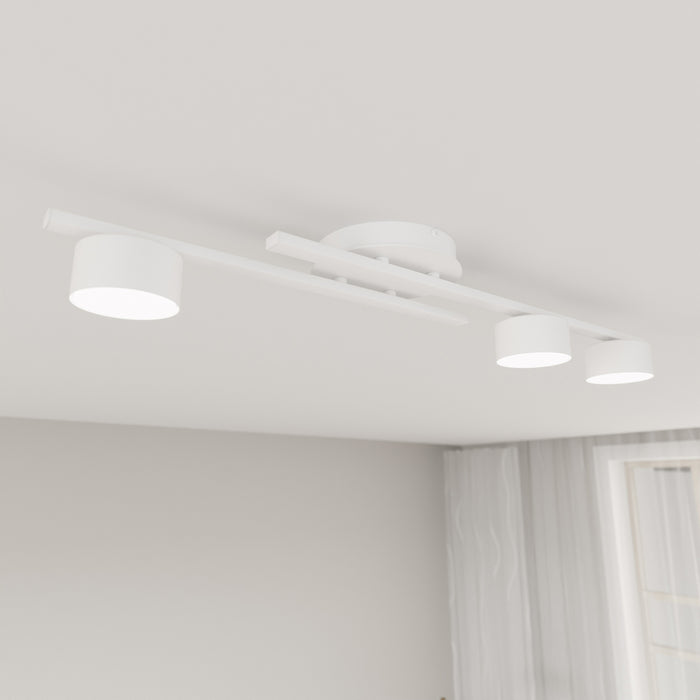 Plafoniera 3 Luci Freyr In Acciaio Bianco Diffusori Cilindrici