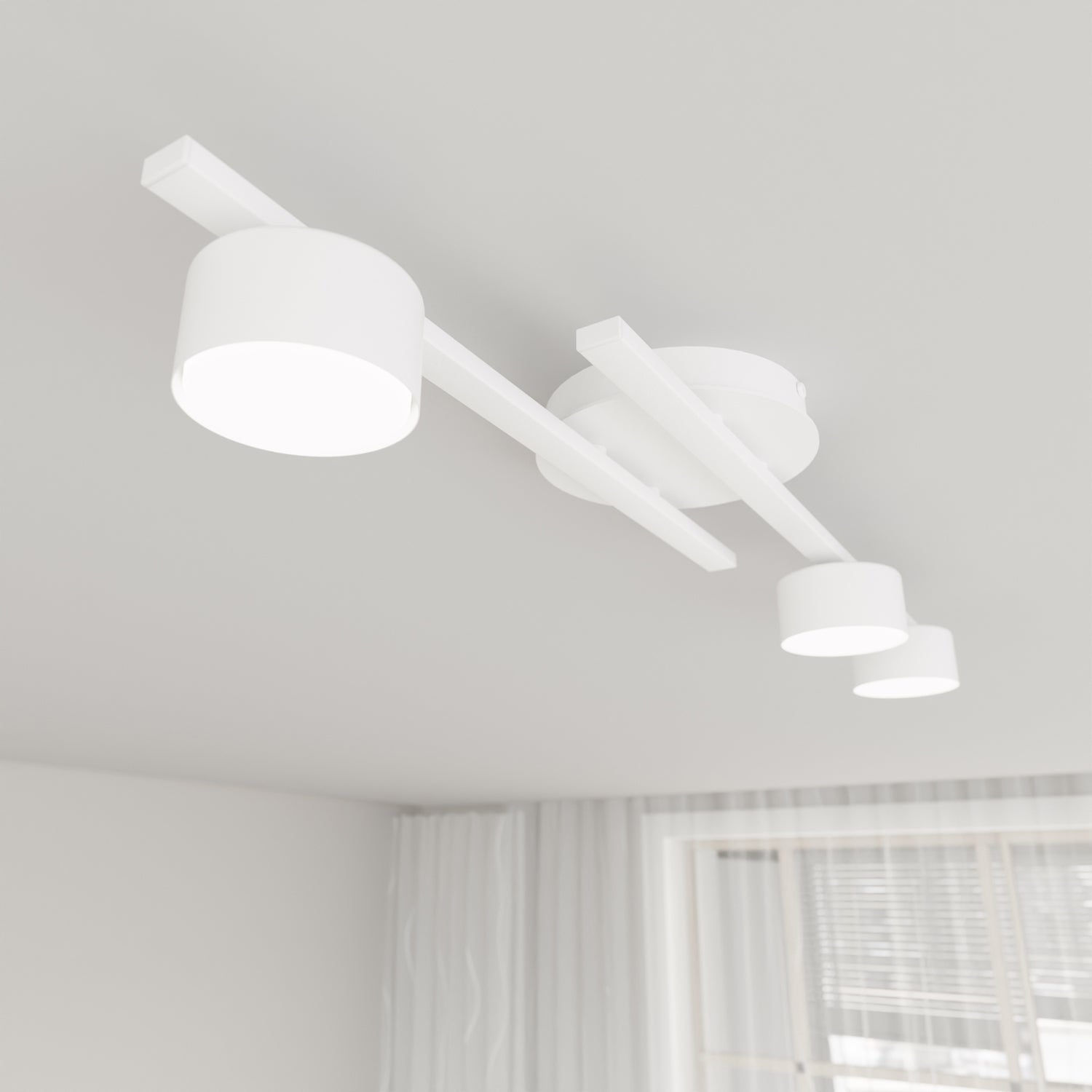 Plafoniera 3 Luci Freyr In Acciaio Bianco Diffusori Cilindrici