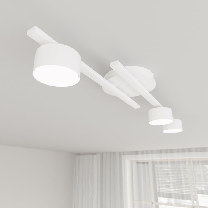 Plafoniera 3 Luci Freyr In Acciaio Bianco Diffusori Cilindrici