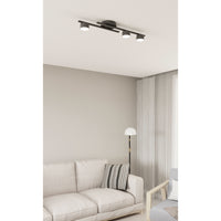 Plafoniera 3 Luci Freyr In Acciaio Nero Diffusori Cilindrici