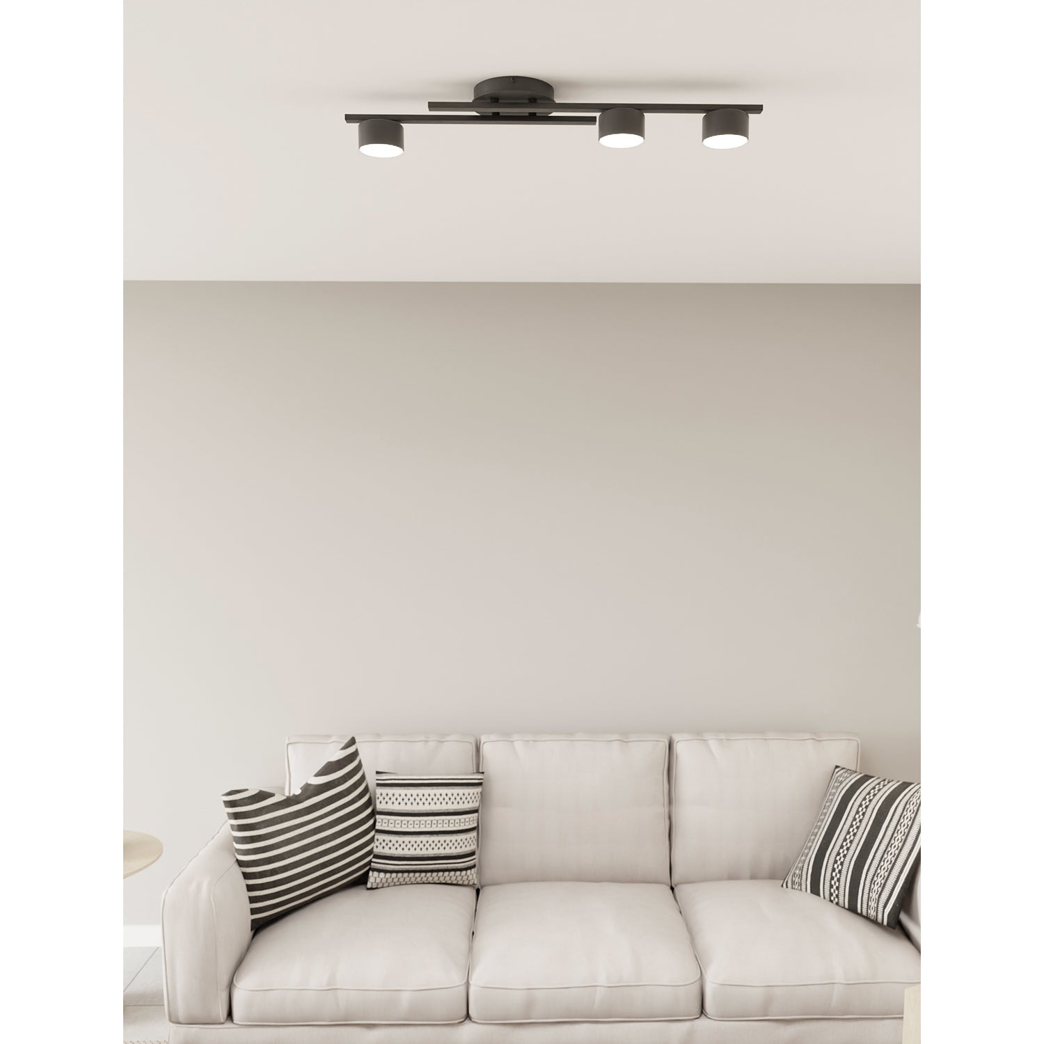 Plafoniera 3 Luci Freyr In Acciaio Nero Diffusori Cilindrici