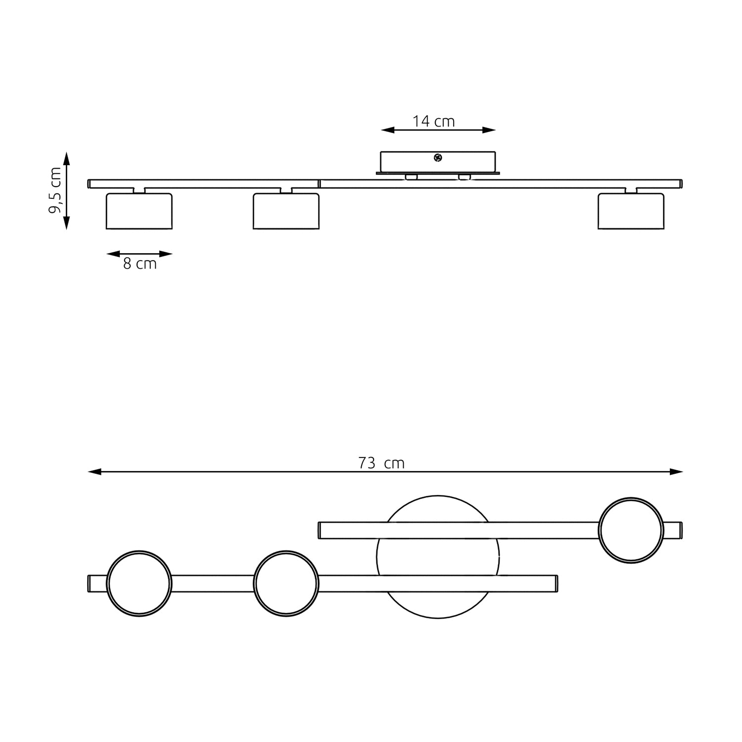 Plafoniera 3 Luci Freyr In Acciaio Nero Diffusori Cilindrici
