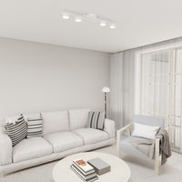 Plafoniera 4 Luci Freyr In Acciaio Bianco Diffusori Cilindrici