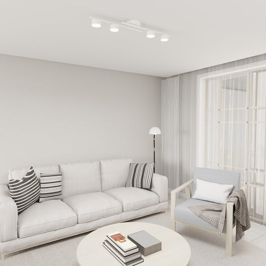 Plafoniera 4 Luci Freyr In Acciaio Bianco Diffusori Cilindrici