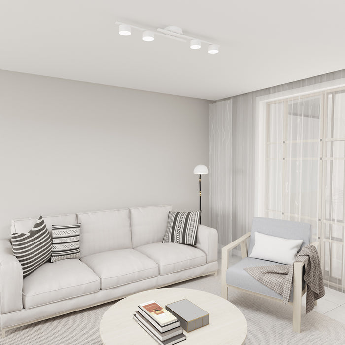 Plafoniera 4 Luci Freyr In Acciaio Bianco Diffusori Cilindrici