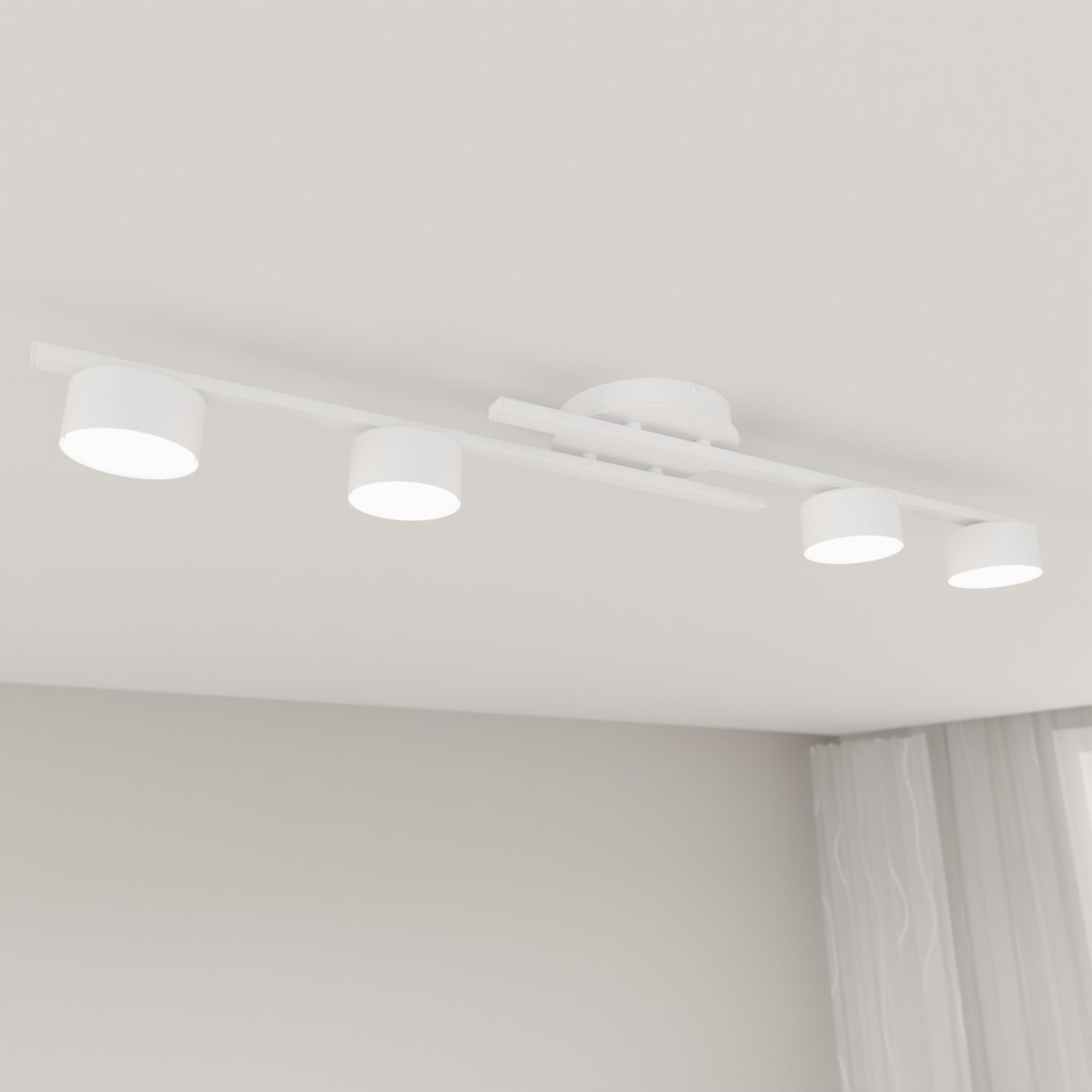 Plafoniera 4 Luci Freyr In Acciaio Bianco Diffusori Cilindrici