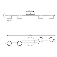 Plafoniera 4 Luci Freyr In Acciaio Bianco Diffusori Cilindrici