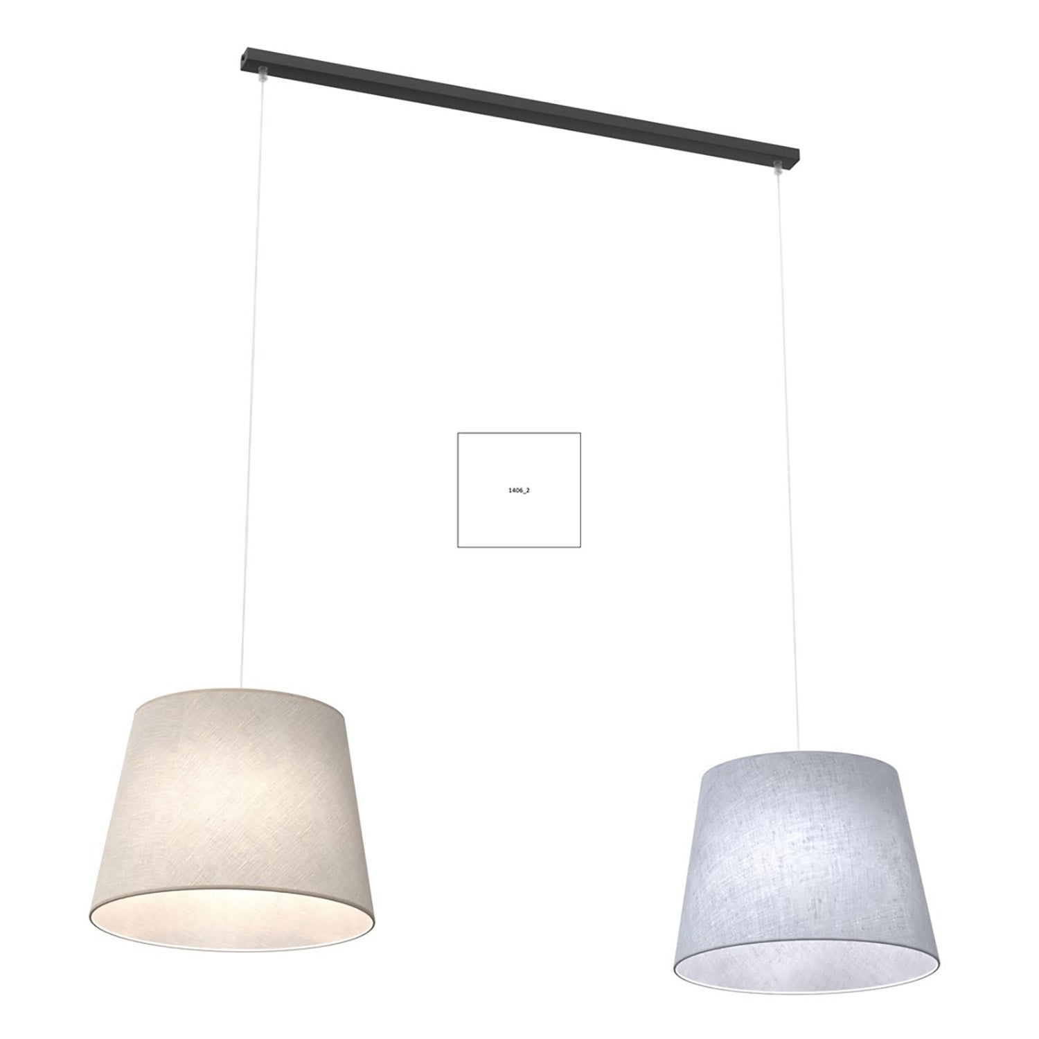 Lampadario A 2 Luci Osiride Con Paralumi In Tessuto Beige E Grigio