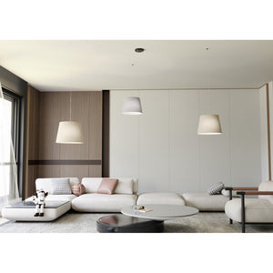 Sospensione 3 Luci Iside Con Fermacavi E Paralumi Grigio E Beige