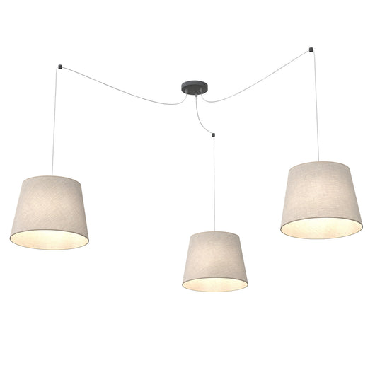 Sospensione 3 Luci Iside Con Fermacavi E Paralumi Beige