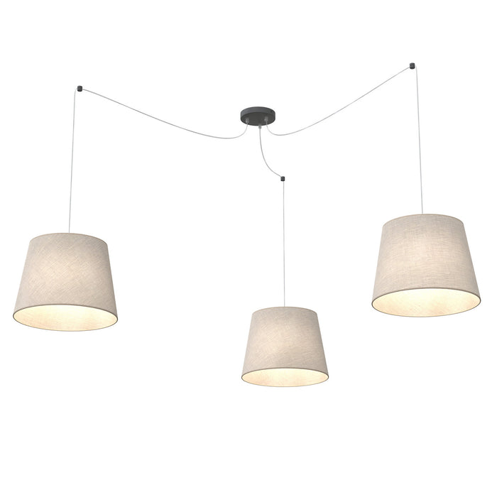 Sospensione 3 Luci Iside Con Fermacavi E Paralumi Beige