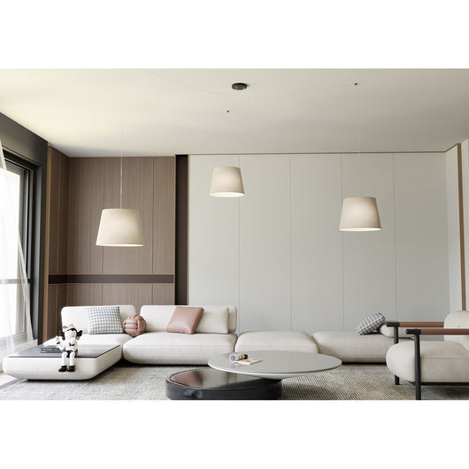 Sospensione 3 Luci Iside Con Fermacavi E Paralumi Beige