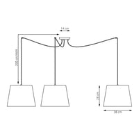 Sospensione 3 Luci Iside Con Fermacavi E Paralumi Beige