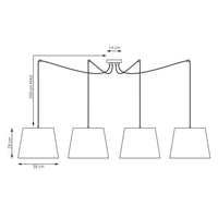 Sospensione 4 Luci Iside Con Fermacavi E Paralumi Grigio E Beige